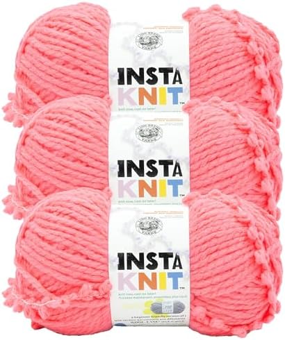 Lion Brand Yarn, InstaKnit Beginner Yarn, Hot to Trot, Pink, 3 Pack by LionBrandYarn