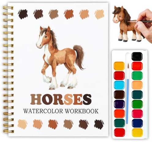 12 Horse Patterns Watercolor Set, Equine Elegance Painting Book for Beginners, DIY Art Gift for Adults and Women, Relaxing Horse Lover Set by Unknown