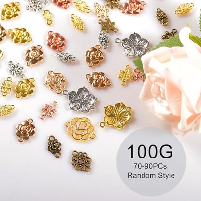 stino 100g Metal Pendant Charms for Jewelry Making, Bulk Silver & Gold Plated Charms for Braclet Necklace Crafts, Animal Plant Flower Pet and so on - Image 2