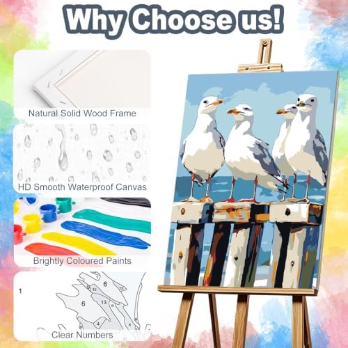 Kalonyth Seagull Framed Paint by Numbers Kit for Adults Beginner 8x12 inch - Image 4