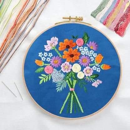 CREAWONDER Canvas Tote Bag Embroidery Kit with Pattern for Beginners, Arts and DIY Embroidery Crafts Kits for Adults, Include Instructions, Thimble, Embroidery Hoops, Color Threads and Tool - Image 3
