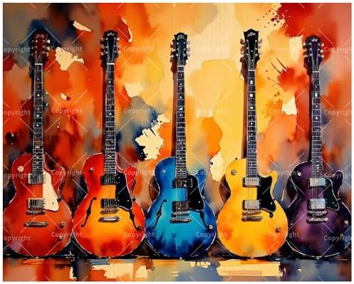 TAOPAOLAB Music Lover Paint by Numbers Kit for Adults - DIY Colorful Electric Guitars Painting on Canvas 16x20 Inches, Acrylic Paint Set, Suitable for Beginners, Art for Home Decoration or Gifts by Unknown