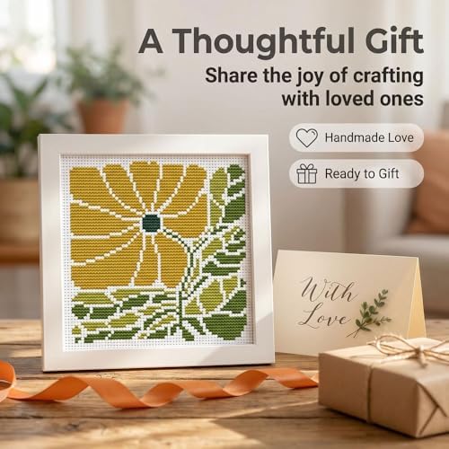 WUSARPLY Plants Stamped Cross Stitch Kits for Beginners Adults with Framed - Image 6