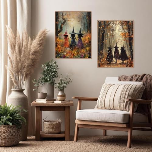 Fotasmua 2Pack Fall Framed Paint by Numbers Kit for Adults, Witch Paint by Numbers with Wood Easel, DIY Acrylic Adult Paint by Number Kits for Home Wall Decor 8x12 Inch - Image 3
