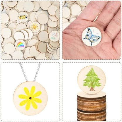 150 Pack Unfinished Plywood Wood Circles 1 Inch, 0.098" Thick Round Wooden Discs Blanks for Crafts, Painting, Staining, Wood Burning, Engraving, DIY Tags, Tokens, Game Pieces - Image 6