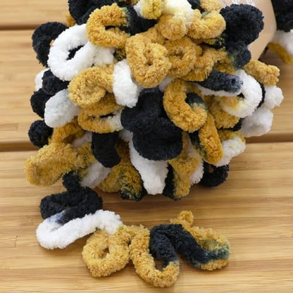 JubileeYarn Fun Finger Loops Yarn - Black Gold White - 5 Skeins - Image 3