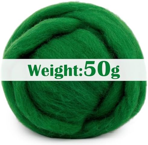 Mayboos 1.76oz Green Natural Wool Roving, Needle Felting Wool - Image 2