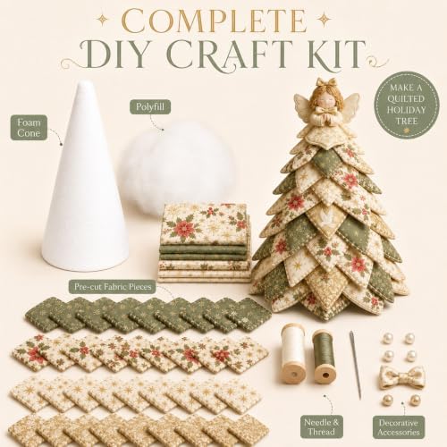 DIY Quilted Fabric Christmas Tree Kit, Arts and Crafts for Adults, (Angel) - Image 2