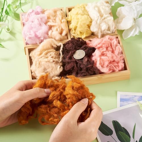 Wool Roving Yarn for Needle Felting Curly Soft Fibre Wool Supplies for DIY Hand Spinning Weaving Beginners Adults Handmade Flowers Felted Animal 40 G - Image 6