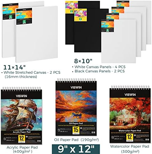 VISWIN 185 PCS Professional All-in-One Art Painting Kit with Beech Wood Easel, 96 Acrylic, Watercolor & Oil Paint Set, Canvas, Painting Set with Complete Art Supplies for Adult, Artist, Beginner - Image 5