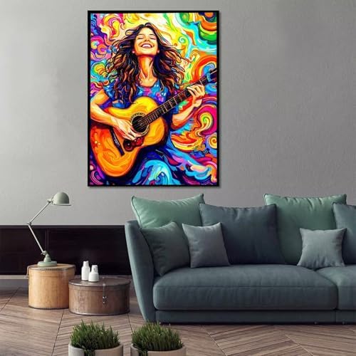 Paint by Numbers Kit for Adults Beginner, Guitar Paint by Numbers Woman, DIY Easy Acrylic Watercolor Oil Painting Kit with Brushes, Arts and Crafts for Adult for Home Wall Decor, Gifts 20x26 in 9-56 - Image 2