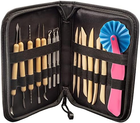 Pottery Tool Starter Kit- 15-Piece 26-Tool Beginner's Clay Ceramics Modeling Carving Sculpting Set- Arts & Crafts School Project, w Carrying Case, Birthday Gift for Kids, Gift Set for Artists - Image 6