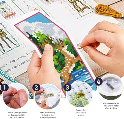ORIGACH 6 Set Forest Animals Cross Stitch Bookmark Kit for Beginner - Image 4
