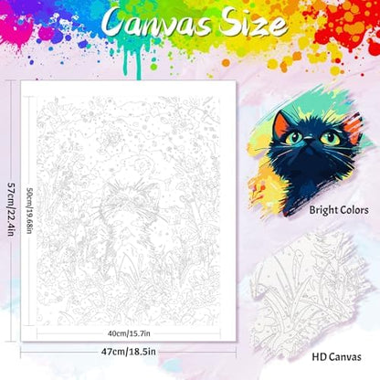 Yunnuo Black Cat Paint by Numbers Kit for Adults Beginner,16x20 inch Canvas Paint by Number Kits with 3 Brushes,Starry Night Cat Number Painting for Adults,Perfect for Home Decor and Gift - Image 2