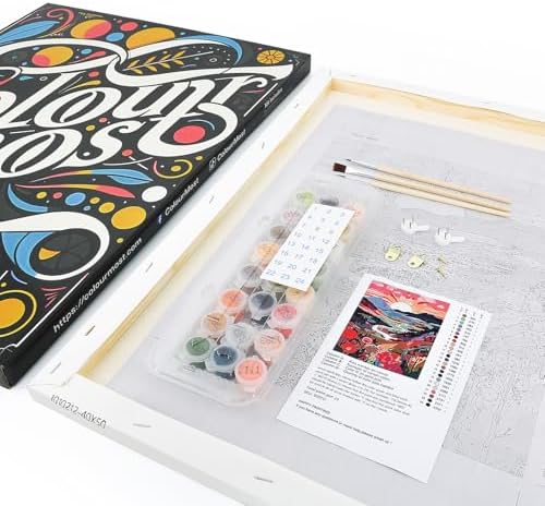 ColourMost's Original Paint by Numbers Kits-Serenity Mandalas #03 (16"x16" / 40x40cm) Includes Paints, Canvas, and Brushes -Wood-Framed Canvas (Pre-Stretched) - Image 6