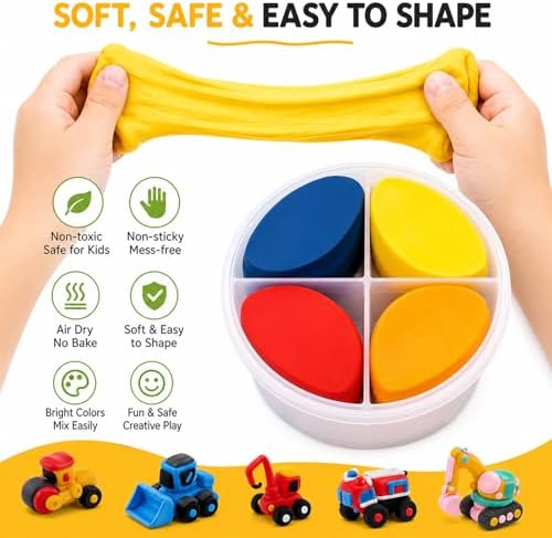 Air Dry Clay Kit for Kids – 12 Pack Construction Vehicles Modeling Clay Set - Image 4