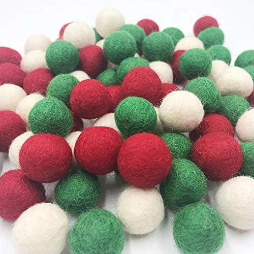 Christmas Felt Balls Red Green White 80pc 2cm DIY Felted Pom Pom Garland Wool Balls by Unknown