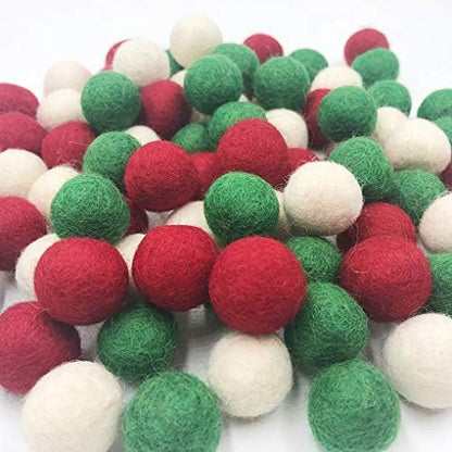 Christmas Felt Balls Red Green White 80pc 2cm DIY Felted Pom Pom Garland Wool Balls by Unknown