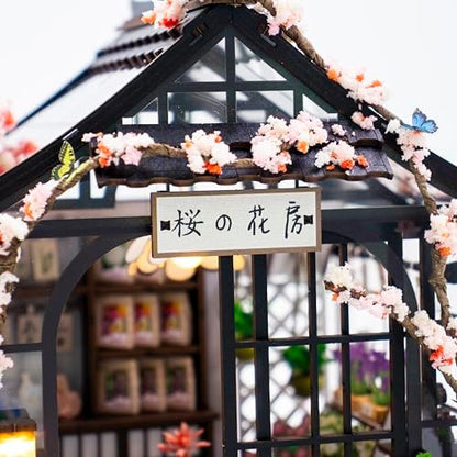 MAGQOO DIY Miniature Dollhouse Kit DIY Miniature House Kit Tiny Mini House Kits with Furniture 1:24 Scale 3D Puzzles(Spring Sakura) - Image 3