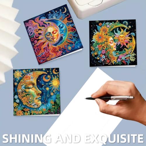 6PCS Moon Diamond Art Painting Greeting Cards Kit with Envelopes - 5D DIY Diamond Art Card Kits for Adults - Handcrafted Postcards for Birthday & Holiday - Image 3