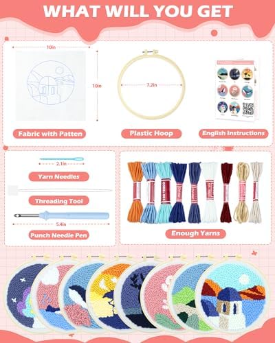 FIVEIZERO Yarn Punch Needle Craft Kit for Beginners,House Needle Punch Kit - Image 2