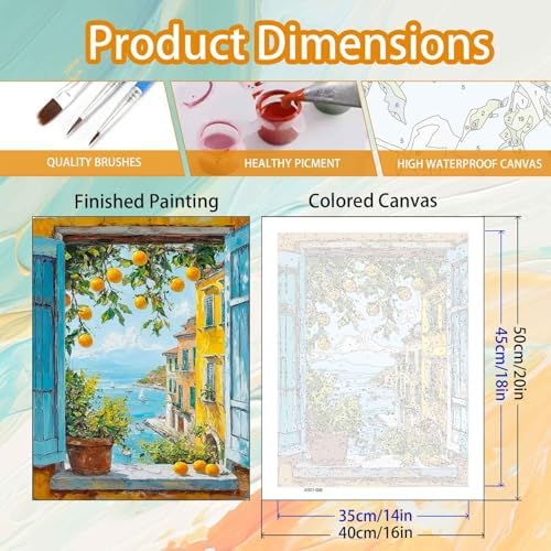 Yunruily Paint by Number Adult Lemon Tree-Adult Paint by Numbers,Paint by Numbers for Adults Canvas for Gifts Home Wall Decor(16x20inch) - Image 5
