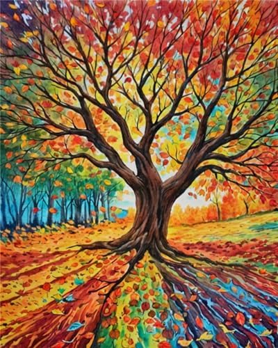 ldazao Tree of Life Paint By Numbers Kit for Adults Beginner DIY Painting Kits for Adults Stained Glass Easy Paint By Number Acrylic On Canvas Drawing Colorful Paintworks Artwork 16 X 20 Inch by ldazao
