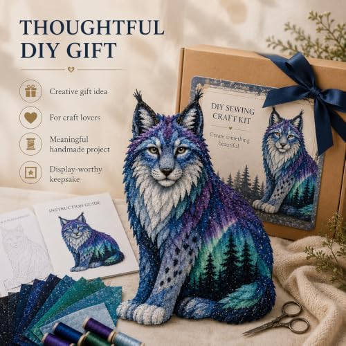 Northern Lights Animal Embroidery Kit DIY Fabric Patchwork Craft Set (L+E) - Image 5