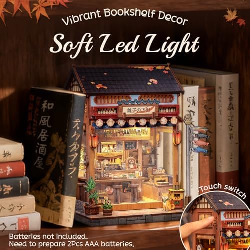 Cutefun Book Nook Kit - DIY Miniature House Kit for Adults, Teens and Beginners, Japanese Izakaya Booknook Tiny House Bookshelf Decor 3D Wooden Puzzles, Gifts for Friends and Family (Izakaya Shop) - Image 3