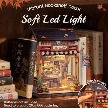 Cutefun Book Nook Kit - DIY Miniature House Kit for Adults, Teens and Beginners, Japanese Izakaya Booknook Tiny House Bookshelf Decor 3D Wooden Puzzles, Gifts for Friends and Family (Izakaya Shop) - Image 3