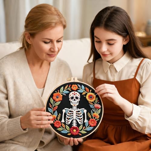 Herdiese Halloween Embroidery Kit, Beginner Cross Stitch Kits with Hoop - Image 6