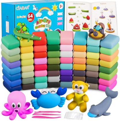 Air Dry Clay Kit for Kids – 64 Colors 15g Each, Non-Toxic Modeling Clay Set by CiaraQ