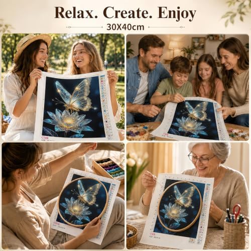 Light and Butterfly Stamped Cross Stitch Kits for Beginner 12x16 Inch - Image 7