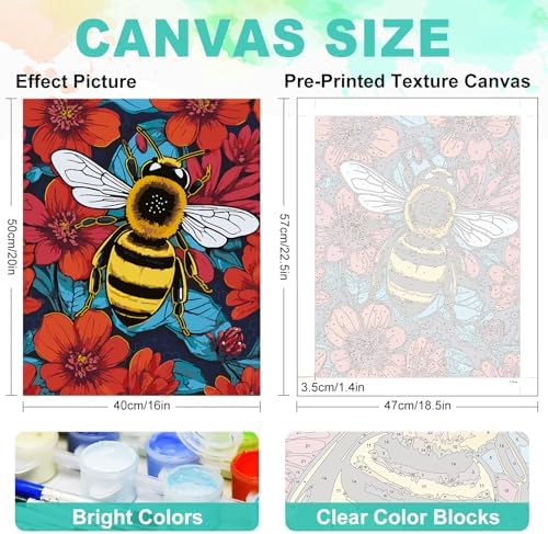 GEEHEIY Paint by Numbers Kit for Adults, Bee Number Painting, 16 x 20 Inch - Image 3