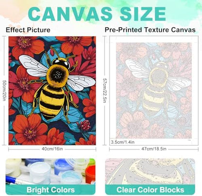 GEEHEIY Paint by Numbers Kit for Adults, Bee Number Painting, 16 x 20 Inch - Image 3