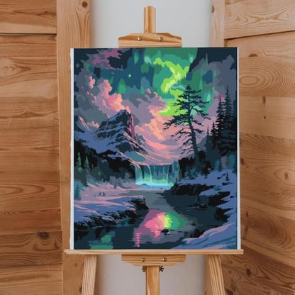 Lovepefe Snow Mountain Paint By Numbers Kit for Adults Beginner Waterfall Adult Paint By Number Kits On Canvas Mountain Oil Painting Kit for Adults Kits for Gift Home Wall Decor 16x20 Inch - Image 3
