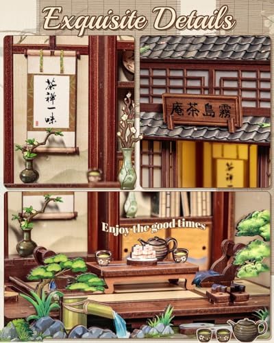 Cutefun Book Nook Kit - DIY Miniature House Kit for Adults, Teens and Beginners, Japanese Tea Room Booknook Tiny House Bookshelf Decor 3D Wooden Puzzles, Gifts for Friends and Family (Tea House) - Image 5