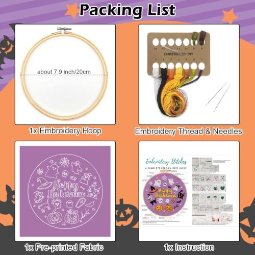 Louise Maelys Halloween Embroidery Kit for Beginners with Pumpkin Ghost - Image 4