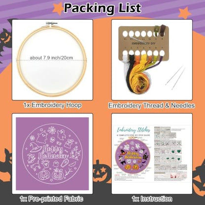Louise Maelys Halloween Embroidery Kit for Beginners with Pumpkin Ghost - Image 4