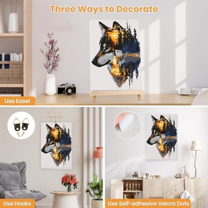 MXJSUA Forest Wolf Framed Paint by Numbers for Adults Beginners, Easy Adults' Paint-by-Number Kits on Canvas with Easel, Acrylic Number Painting Crafts Gifts for Home Decor, 8x12 inch - Image 2