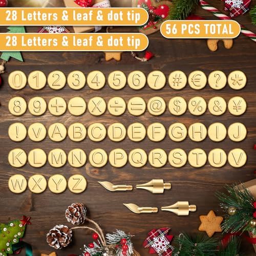 Mixweer 56 Pcs Wood Burning Letters and Numbers Wood Burning Tools with Letter Stamps and Number Tips Symbols for Wooden Burner Craft DIY Embossing Carving - Image 3