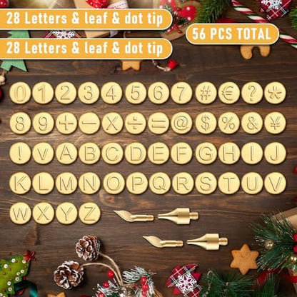 Mixweer 56 Pcs Wood Burning Letters and Numbers Wood Burning Tools with Letter Stamps and Number Tips Symbols for Wooden Burner Craft DIY Embossing Carving - Image 3