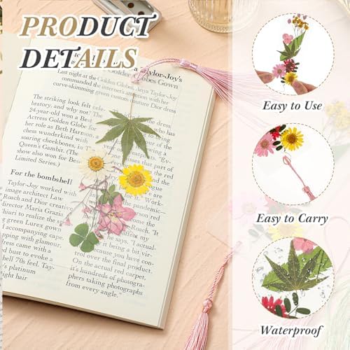 Fuyoooo 376 Pcs Pressed Flower Bookmark Kit,Pink,2 x 6 Inch - Image 4