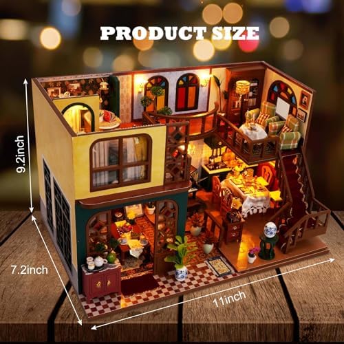 Miniature House Kit, DIY Dollhouse Kit with Dust Cover for Adults - Image 2