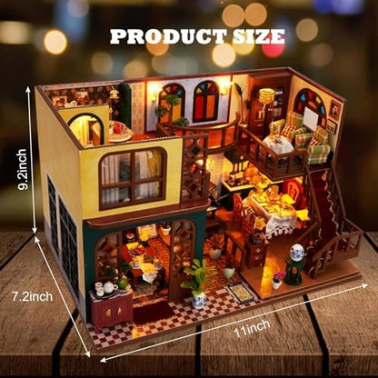 Miniature House Kit, DIY Dollhouse Kit with Dust Cover for Adults - Image 2