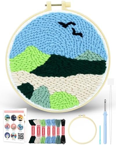 FIVEIZERO Yarn Punch Needle Craft Kit for Beginners,Mountain View Pattern by FIVEIZERO