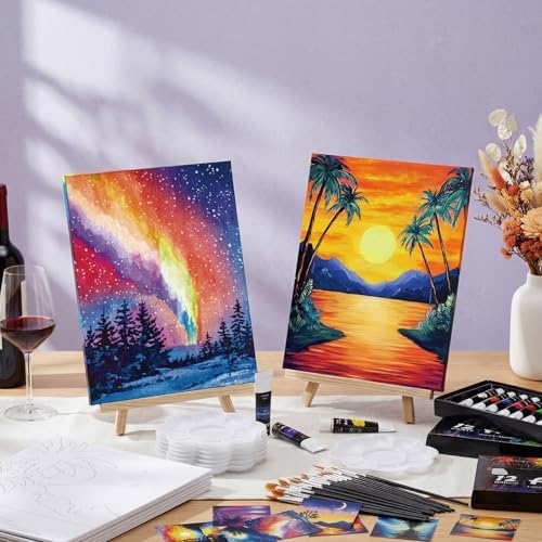 Cholemy 36 Pcs Paint and Sip Kit Gift for Adults 8''x10'',Sunset Coast - Image 2
