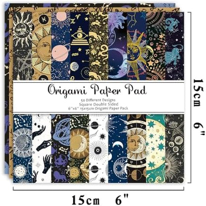 Origami Paper 50 Sheets, 6-Inch Square Double Sided Colored Craft Paper - Image 2