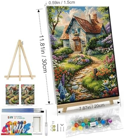 ATDMS House Flowers Paint by Numbers Kits for Adult with Frame, 8x12 Inch - Image 6