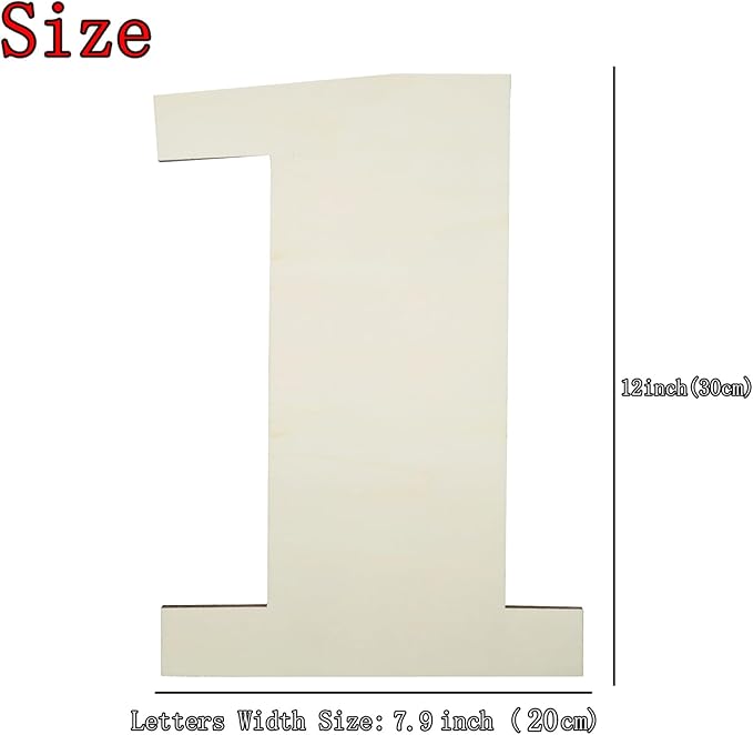 12 Inch Large Unfinished Wood Number, Paintable Unfinished Blank Wooden Numbers Board Unfinished Wood Slices for Birthday Wedding Graduate Party Wall Hang Decor - 1